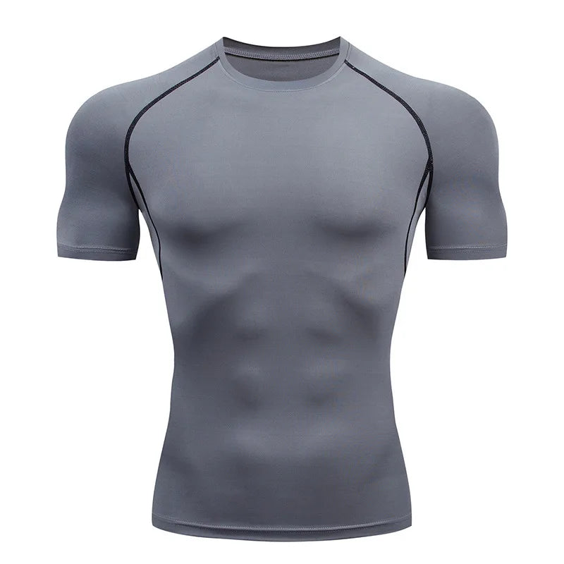 Summer Oversized Tops Men Short Sleeve Compression T-Shirt Quick Dry Bodybuilding Gym T Shirt Man Football Jerseys White T-Shirt