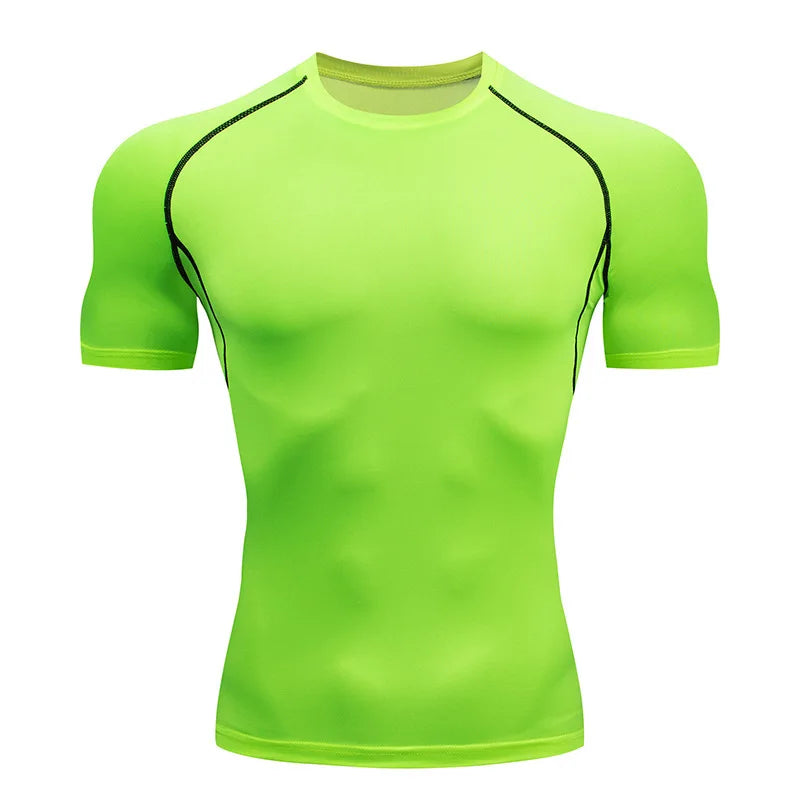 Summer Oversized Tops Men Short Sleeve Compression T-Shirt Quick Dry Bodybuilding Gym T Shirt Man Football Jerseys White T-Shirt