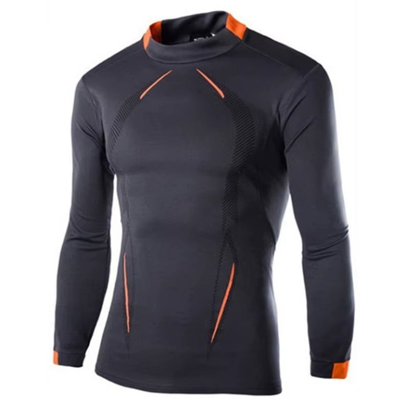 Men Quick Dry Training Bodybuilding Shirt Compression Sport T Shirt Long Sleeve Fitness Gym Top Running Football T Shirt Gymwear