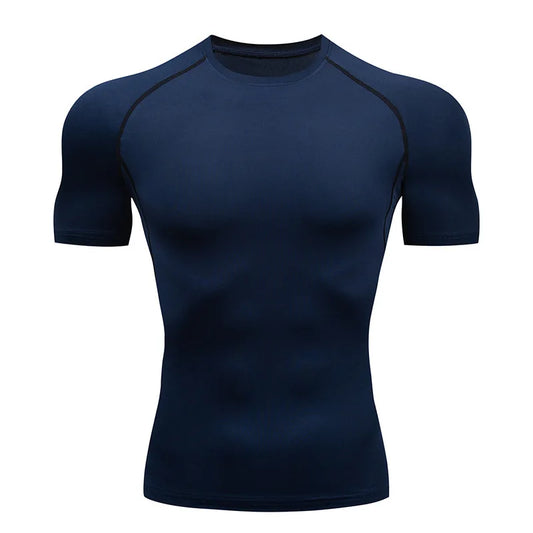 Summer Oversized Tops Men Short Sleeve Compression T-Shirt Quick Dry Bodybuilding Gym T Shirt Man Football Jerseys White T-Shirt