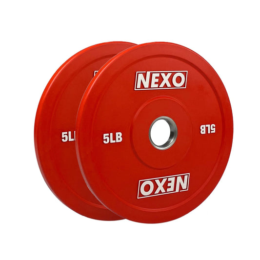 5LB Red Rubber Bumper Plate Pair - Premium Matte Finish 2X 5LB Weight Plates