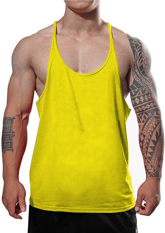 Men'S Stringer Bodybuilding Workout Gym Tank Tops Training Y Back Cotton